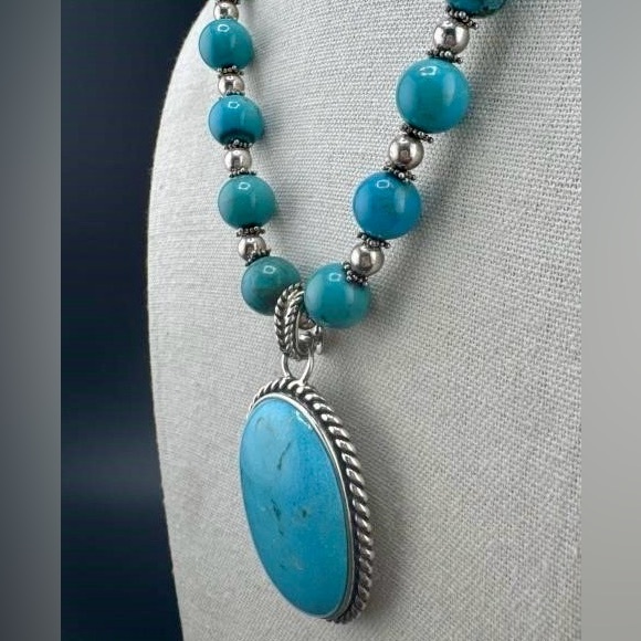 Barse Sterling Silver And Turquoise Beaded Pendant Necklace - Picture 3 of 5